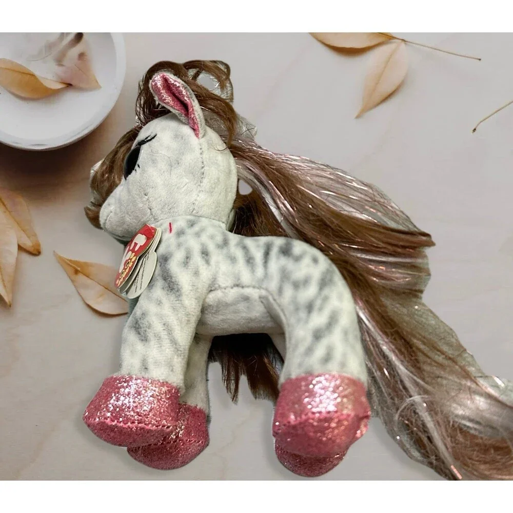 Ty The Beanie Cinnamon Gray and Pink Glitter Unicorn Plush toy